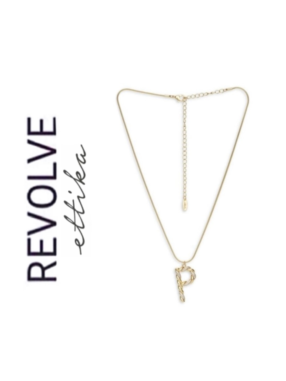 Revolve x Ettika Letter "P” 18K Gold Plated and Cubic Zirconia Necklace